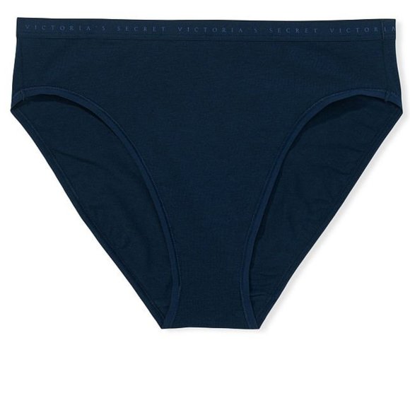 VS High-Leg Brief Stretch Cotton Noir Navy Blue Panty NWT - Picture 7 of 9